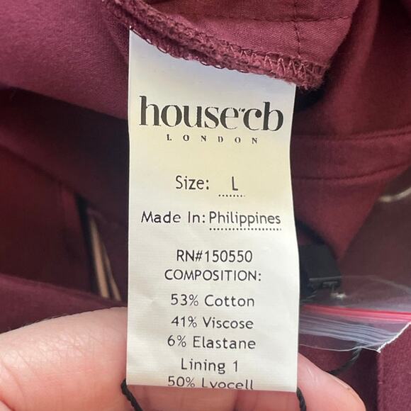 House of CB Rivi Wine Straight Leg Trousers Size L Holidays Date Night Career - Picture 6 of 12